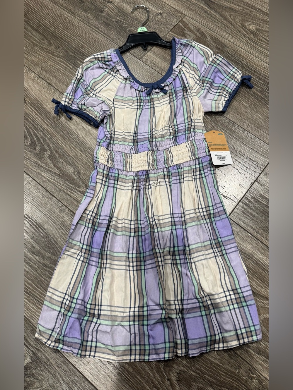 NWT Girls Lavender Plaid Smocked Waist Casual Dress